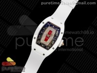RM07 Ladies White Ceramic ZF 1:1 Best Edition Red Dial on White Rubber Strap CRMA2 Clone