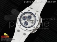 Royal Oak Offshore 44mm White Ceramic APJF 1:1 Best Edition White Dial on White Rubber Strap A3126