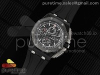 Royal Oak Offshore 44mm Forged Carbon APJF 1:1 Best Edition Black Dial on Black Rubber Strap A3126