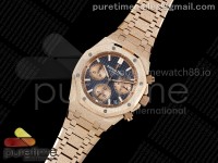 Royal Oak Chrono 26240 Frosted RG APSF 1:1 Best Edition Blue Dial on RG Bracelet SA4401 Super Clone