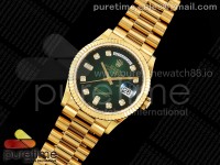 Day Date 36 YG 128238 KF 1:1 Best Edition Green Ombre Dial on President Bracelet A2836 (Gain Weight)