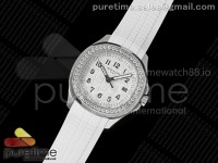 Aquanaut 5267 SS PPF 1:1 Best Edition White Textured Dial on White Rubber Strap Ronda Quartz