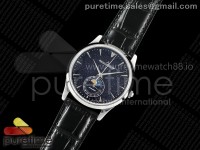 Master Ultra Thin Moon SS F8F Best Edition Blue Stars Dial on Black Leather Strap MIYOTA 9015