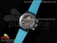 Blaken Daytona PVD Ceramic Bezel GETF Best Edition Skeleton Cyan Dial on Cyan Rubber Strap SA4130