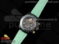 Blaken Daytona PVD Ceramic Bezel GETF Best Edition Skeleton Green Dial on Avocado Green Rubber Strap SA4130