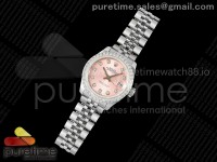 DateJust 28 SS JDF 1:1 Best Edition Pink Dial Diamonds Bezel on SS President Bracelet A2671