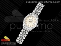 DateJust 28 SS JDF 1:1 Best Edition Silver Diamonds Dial on SS President Bracelet A2671