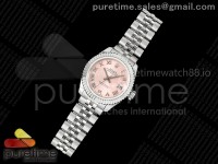 DateJust 28 SS JDF 1:1 Best Edition Pink Roman Dial on SS President Bracelet A2671