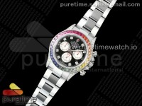 Daytona 116599rbow SWF 1:1 Best Edition Black Diamonds Dial on SS Bracelet SH4130 V2 (Mod Version)