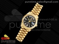 Day Date 40 YG 228238 Noob 1:1 Best Edition Black Crystal Dial on President Bracelet A2836 (Gain Weight)
