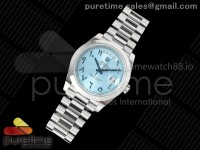 Day Date 40 SS RSF 1:1 Best Edition Polished Bezel Blue Textured Roman Dial on SS Bracelet A2836 (155g)
