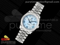 Day Date 40 SS RSF 1:1 Best Edition Blue Textured Roman Dial on SS Bracelet A2836 (155g)