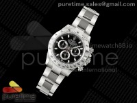 Daytona 116520 3CF 1:1 Best Edition 904L Steel SW Black Dial on SS Braclet SH4130