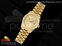 Day Date 36 YG 128238 KF 1:1 Best Edition YG Crystal Dial on President Bracelet A2836 (Gain Weight)