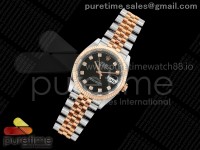 DateJust 36 SS/YG 126231 ARF 1:1 Best Edition Black Diamonds Dial on Jubilee Bracelet SH3235