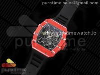 RM035-02 Red Carbon SONIC Best Edition Skeleton Dial on Black Rubber Strap Clone RMUL2 V2