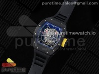 RM035-02 Black Ceramic KVF 1:1 Best Edition Skeleton Dial on Black Rubber Strap Clone RMUL1