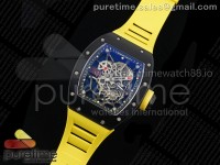 RM035-02 Black Ceramic KVF 1:1 Best Edition Skeleton Dial on Yellow Rubber Strap Clone RMUL1