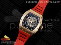 RM035-02 RG KVF 1:1 Best Edition Skeleton Dial on Red Rubber Strap Clone RMUL1