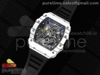 RM35-01 White NTPT ZF 1:1 Best Edition Skeleton Dial on Black Rubber Strap RMUL3 Super Clone