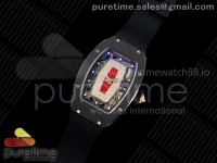 RM07 Ladies Black Ceramic ZF 1:1 Best Edition Red Dial on Black Rubber Strap CRMA2 Clone