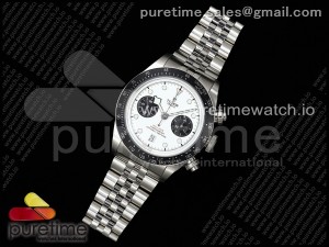 Black Bay Chrono SS ZF 1:1 Best Edition White/Black Dial on SS Bracelet A7750