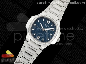 Nautilus 7118 Ladies SS MSF 1:1 Best Edition Blue Dial Diamonds Bezel on SS Bracelet 324CS