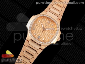 Nautilus 7118 Ladies RG MSF 1:1 Best Edition RG Dial Diamonds Bezel on RG Bracelet 324CS