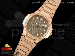 Nautilus 7118 Ladies RG MSF 1:1 Best Edition Gray Dial Diamonds Bezel on RG Bracelet 324CS