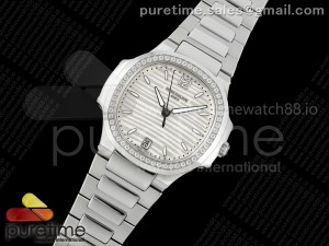 Nautilus 7118 Ladies SS MSF 1:1 Best Edition Silver Dial Diamonds Bezel on SS Bracelet 324CS