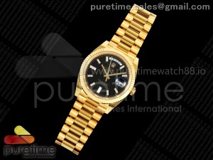 Day Date 40 YG 228238 THBF 1:1 Best Edition Black Crystal Dial on President Bracelet VR3255 V3 (Gain Weight)