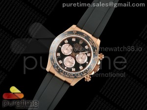 Daytona 126515 QF 1:1 Best Edition Black/RG Diamonds Dial on Oysterflex Strap QF4131 V10 (Gain Weight)