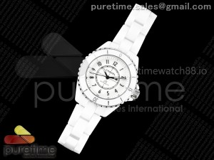 J13 33mm HTF 1:1 Best Edition White Korea Ceramic White Dial Black Markers on Bracelet A12.2