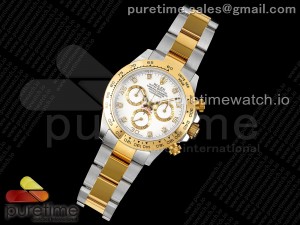 Daytona 116523 SS/YG VRF 1:1 Best Edition White Diamonds Dial on SS/YG Bracelet A7750