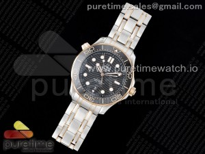 Seamaster Diver 300M SS/RG Black Ceramic Bezel HRF 1:1 Best Edition Black Dial on SS/RG Bracelet A2824