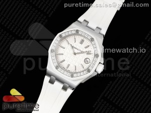 Royal Oak Offshore Ladies 37mm 67540 SS TWF Best Edition White Dial on White Rubber Strap ETA Quartz