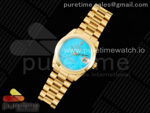 Day Date 36 YG DDF Best Edition Polished Bezel Blue Stone Dial on YG Bracelet A2836