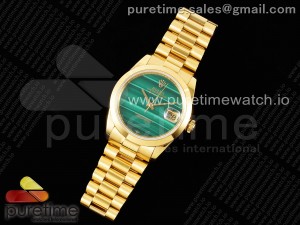 Day Date 36 YG DDF Best Edition Polished Bezel Green Stone Dial on YG Bracelet A2836