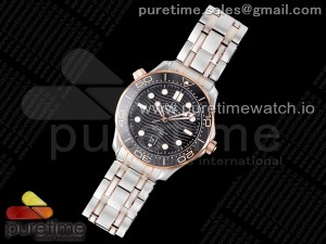 Seamaster Diver 300M TWS 1:1 Best Edition Black Ceramic RG Bezel Black Dial on SS/RG Bracelet A8800