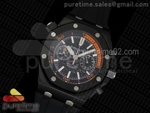 Royal Oak Offshore Diver Chronograph PVD Orange Custom Made on Black Rubber Strap A3126