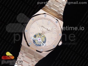 Royal Oak RG Tourbillon Rose Gold Textured Dial on SS Bracelet