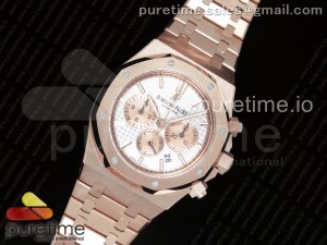 Royal Oak Chrono 26331ST RG OMF 1:1 Best Edition White/Gold Dial on SS Bracelet A7750