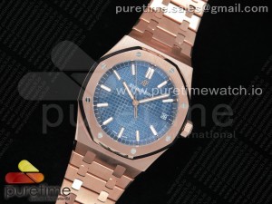 Royal Oak 41mm 15500 RG OMF 1:1 Best Edition Blue Textured Dial on RG Bracelet MIYOTA 9015