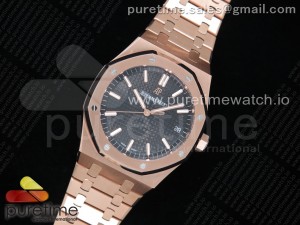 Royal Oak 41mm 15500 RG OMF 1:1 Best Edition Black Textured Dial on RG Bracelet MIYOTA 9015