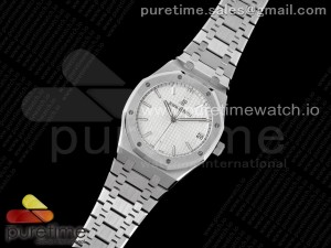 Royal Oak 41mm 15500 SS ZF 1:1 Best Edition White Textured Dial on SS Bracelet A4302 V2