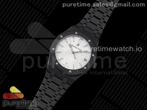 Royal Oak 41mm 15500 DLC ZF 1:1 Best Edition White Textured Dial on SS Bracelet A4302 V2