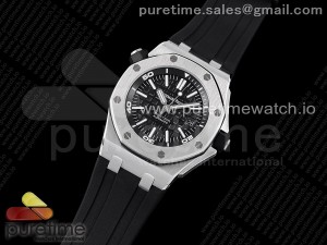 Royal Oak Offshore Diver 15703 ZF 1:1 Best Edition Black Dial on Black Rubber Strap A2824