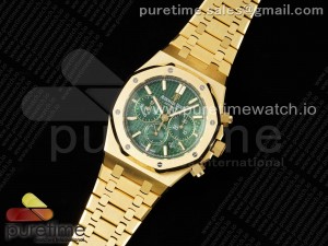 Royal Oak Chrono 26331BA YG OMF 1:1 Best Edition Green Dial on YG Bracelet A7750