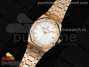 Royal Oak 41mm 15500 RG ZF 1:1 Best Edition White Textured Dial on RG Bracelet A4302 V2