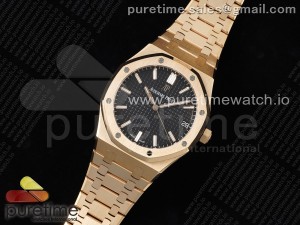 Royal Oak 41mm 15500 RG ZF 1:1 Best Edition Black Textured Dial on RG Bracelet A4302 V2